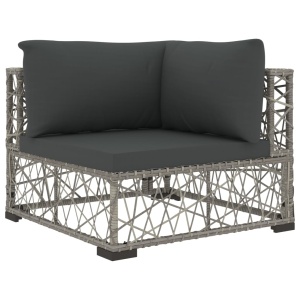 Set mobilier de grădină cu perne, 6 piese, gri, poliratan - Img 8