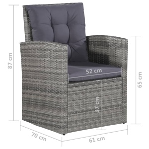Set mobilier de grădină cu perne, 6 piese, gri, poliratan - Img 10