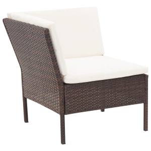 Set mobilier de grădină cu perne, 6 piese, maro, poliratan - Img 6