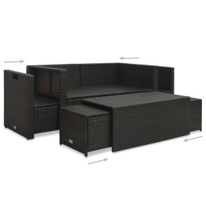 Set mobilier de grădină cu perne, 6 piese, maro, poliratan - Img 5