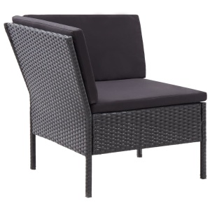 Set mobilier de grădină cu perne, 6 piese, negru, poliratan - Img 6