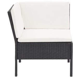 Set mobilier de grădină cu perne, 6 piese, negru, poliratan - Img 7
