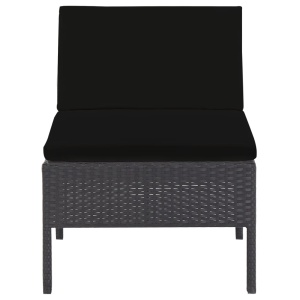Set mobilier de grădină cu perne, 6 piese, negru, poliratan - Img 10