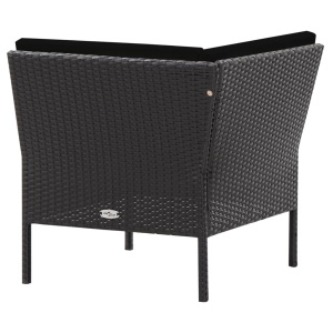 Set mobilier de grădină cu perne, 6 piese, negru, poliratan - Img 12