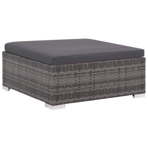 Set mobilier de grădină cu perne, 7 piese, gri, poliratan - Img 4