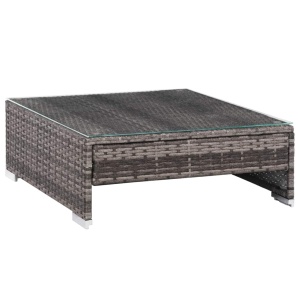 Set mobilier de grădină cu perne, 7 piese, gri, poliratan - Img 9
