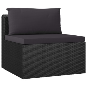 Set mobilier de grădină cu perne, 7 piese, negru, poliratan - Img 5