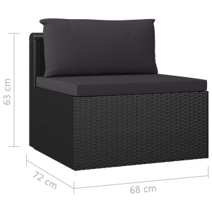 Set mobilier de grădină cu perne, 7 piese, negru, poliratan - Img 10