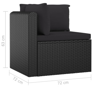 Set mobilier de grădină cu perne, 7 piese, negru, poliratan - Img 12