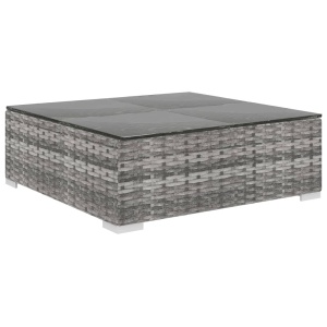 Set mobilier de grădină cu perne, 9 piese, gri, poliratan - Img 6