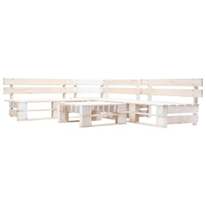 Set mobilier de grădină din paleți, 4 piese, alb, lemn