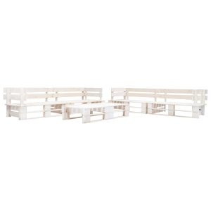 Set mobilier de grădină din paleți, 6 piese, alb, lemn