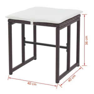 Set mobilier exterior pliabil, 5 piese, maro, oțel, poliratan - Img 11
