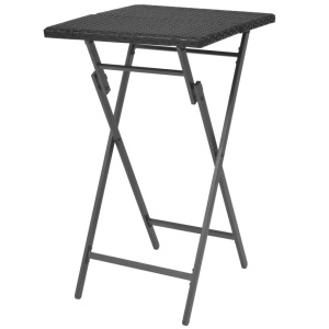 Set mobilier exterior pliabil, 5 piese, negru oțel, poliratan - Img 4