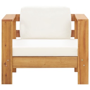 Set mobilier grădină cu perne, 4 piese, crem, lemn masiv acacia - Img 3