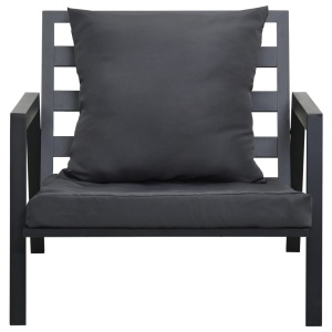 Set mobilier grădină cu perne, 4 piese, gri, inchis aluminiu - Img 12