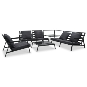 Set mobilier grădină cu perne 5 piese gri inchis aluminiu