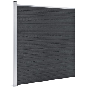 Set panouri gard, 5 pătrate + 1 oblic, gri, 965 x 186 cm, WPC - Img 4