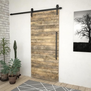 Set piese pentru ușă glisantă, negru, 183 cm, oțel - Img 3