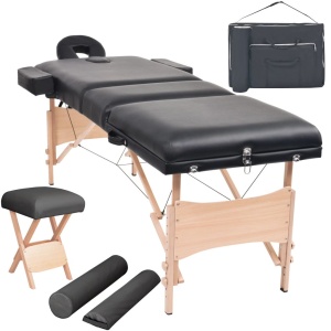 Set taburet și masă de masaj pliabilă in 3 zone, grosime 10 cm, negru