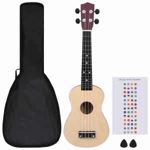 Set ukulele Soprano pentru copii, cu husă, lemn deschis, 23" - Img 2