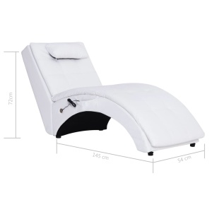 Șezlong de masaj cu pernă, alb, piele artificială - Img 10
