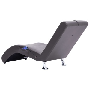 Șezlong de masaj cu pernă, gri, piele artificială - Img 5