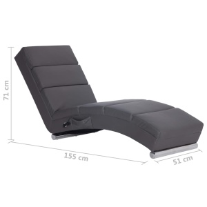 Șezlong de masaj, gri, piele artificială - Img 9