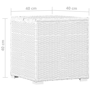 Șezlonguri de grădină, 3 piese, masă ceai, alb, poliratan - Img 11