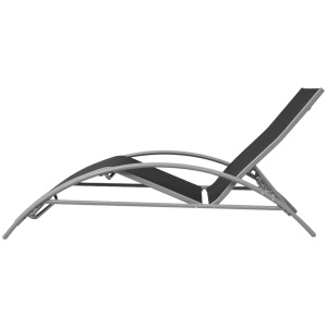 Șezlonguri de plajă cu masă, negru, aluminiu - Img 8
