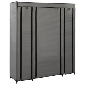 Șifonier cu bare și compartimente, gri, 150x45x176 cm, textil - Img 4