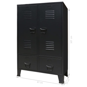 Șifonier, stil industrial, 67 x 35 x 107 cm, negru, metal - Img 10