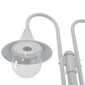 Stâlp cu lumini de grădină E27 220 cm, aluminiu 2 lămpi, alb - Img 3