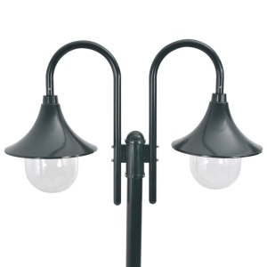 Stâlp cu lumini de grădină E27 220 cm, aluminiu 2 lămpi, verde - Img 2