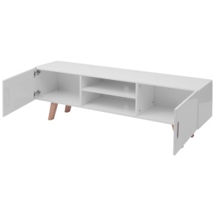 Stativ TV, alb lucios, 150 x 35 x 48,5 cm, MDF - Img 4