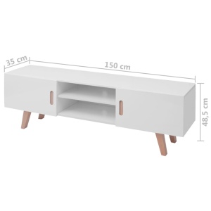Stativ TV, alb lucios, 150 x 35 x 48,5 cm, MDF - Img 5