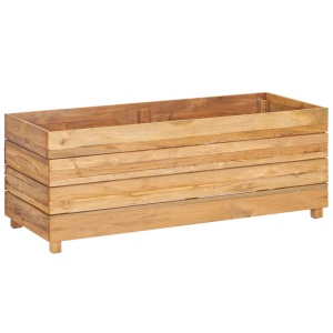 Strat inălțat, 100x40x38 cm, lemn de tec reciclat și oțel - Img 10