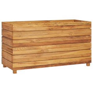 Strat inălțat, 100x40x55 cm, lemn de tec reciclat și oțel - Img 9