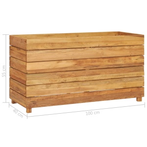 Strat inălțat, 100x40x55 cm, lemn de tec reciclat și oțel - Img 12