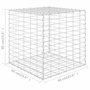 Strat inălțat cub gabion, 60 x 60 x 60 cm, sârmă de oțel - Img 5
