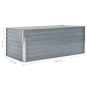 Strat inălțat de grădină, gri, 160x80x45 cm, oțel galvanizat - Img 5