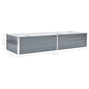 Strat inălțat de grădină, gri, 240x80x45 cm, oțel galvanizat - Img 6