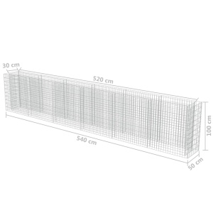 Strat inălțat gabion, 540 x 50 x 100 cm, oțel galvanizat - Img 7