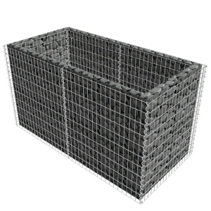 Strat inălțat gabion, argintiu, 180 x 90 x 100 cm, oțel - Img 3
