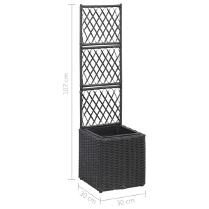 Strat inălțat spalier 1 ghiveci negru 30x30x107 cm poliratan - Img 6