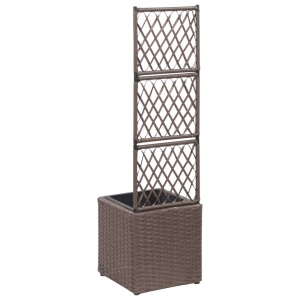 Strat inălțat spalier cu 1 ghiveci maro 30x30x107 cm poliratan - Img 3