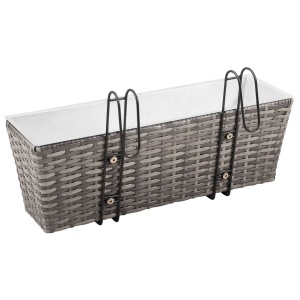 Straturi inălțate de balcon, 2 buc., gri, 50 cm, poliratan - Img 4