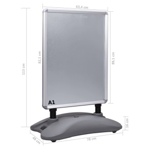 Suport de afiș A1, postament cu apă, gri, aliaj de aluminiu - Img 9