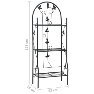 Suport de plante, 3 niveluri, negru, 52 x 28 x 128 cm, fier - Img 6