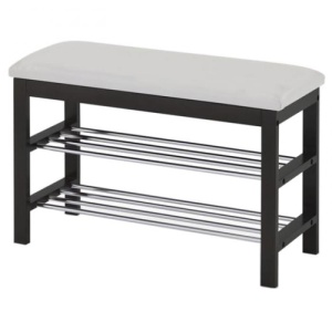 Suport pantofi lemn tip taburete HM ST3 alb - negru